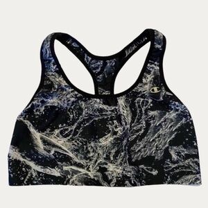 Champion Black White Abstract Print Racerback Sports Bra